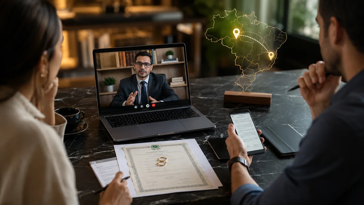 Atendimento jurídico digital para casal que vive em estados diferentes