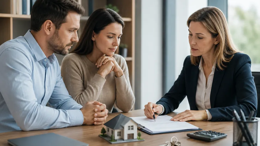 Reunião sobre divórcio com imóvel financiado e contrato imobiliário